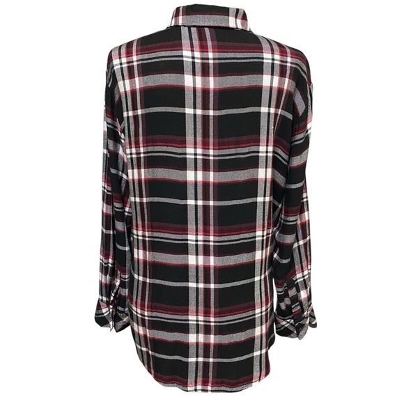 Sanctuary Plaid Boyfriend Button Shirt Large Grunge Western Cowgirl Style - Picture 3 of 6